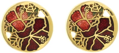 Behave - Oorstekers dames - bloemmotief - rood - 1,5 cm - klassiek