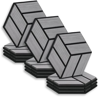 Homestyle4u Akoestisch paneel - 12 stuks - Grijs - Zeshoek