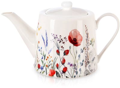 Orion Maki Serie - Porseleinen Koffie- en Theepot - 1 l - Decor van Veldbloemen