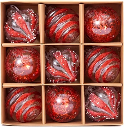 Livano Kerstballen - Kerstversiering - Plastic - Kerstballenset - Rood - 9 stuks