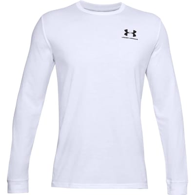 Under Armour UA SPORTSTYLE LEFT CHEST LS-WHT Heren Sportshirt - Wit - Zwart