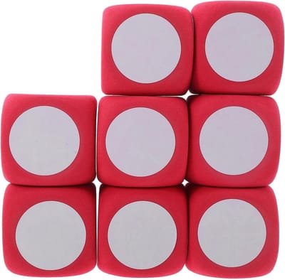 Schuim Dobbelstenen - Wiskunde Blokken - Educatieve Spellen - Beschrijfbaar en Uitwisbaar - 8 Stuks 6cm - Rood