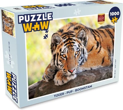 Puzzel Tijger - Pup - Boomstam - Legpuzzel - Puzzel 1000 stukjes volwassenen