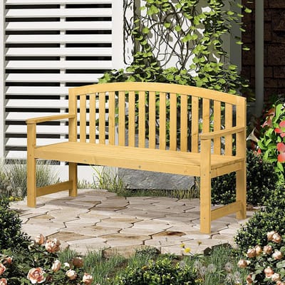 Pugsdrly 2-zits tuinbank van hout, weerbestendige bank, tuinmeubelen met rugleuningen, belastbaar tot 240 kg, 140 x 50 x 85 cm, oranje