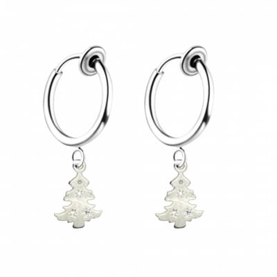 Klem oorbellen -kerstboom- zilverkleur- geen gaatje- Charme Bijoux