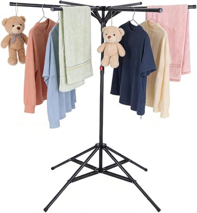 Vouwbare Droogrek met 6 Armen, Hoogte Verstelbaar van 120-170 cm, Ideaal voor Binnen en Buiten Gebruik, Perfect voor Balkon en Wasdroger