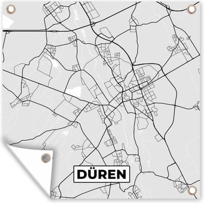 Tuin poster Düren - Kaart - Stadskaart - Plattegrond - Duitsland - 200x200 cm - Tuindoek