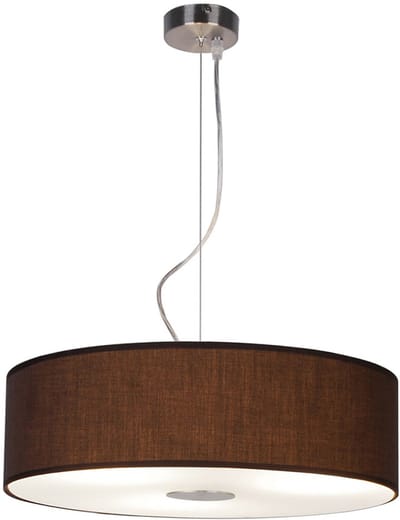 Hanglamp textiel eettafel lamp hanglamp woonkamer lamp bruin, staal glas, 3x E27, DxH 45x175 cm
