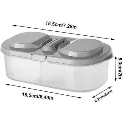 Boîte de Rangement Couverte à Double Compartiment Flip Crisper Boîte de Rangement Scellée pour Aliments et Céréales de Cuisine Boîte de Rangement pour Épices Boîte Fraîcheur Scellée pour Fruits white