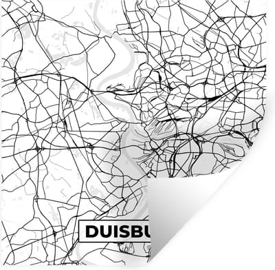 Muurstickers - Sticker Folie - Duisburg - Plattegrond - Kaart - Stadskaart - 100x100 cm - Plakfolie - Muurstickers Kinderkamer - Zelfklevend Behang XXL - Zelfklevend behangpapier - Stickerfolie