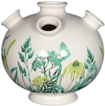 Tulpenvaas - vaas - Doodle - groen - wit - H 18 cm - Ø 18 cm