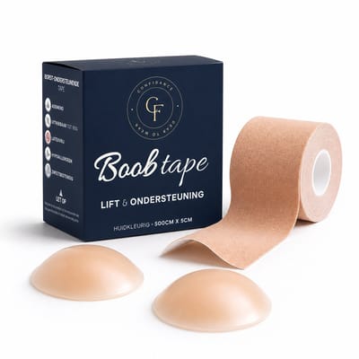 Confidance Boob Tape - met Tepelcovers - Boobtape - Fashion Tape - Borst Tape - 5 CM Breed - 5M rol - Pijnloos verwijderen