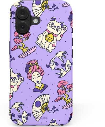 Casetastic hoesje geschikt voor Apple iPhone 16 - MagSafe - Dubbellaagse bescherming - Bonsai - Fashion Case - Lavendel Zilver Crème