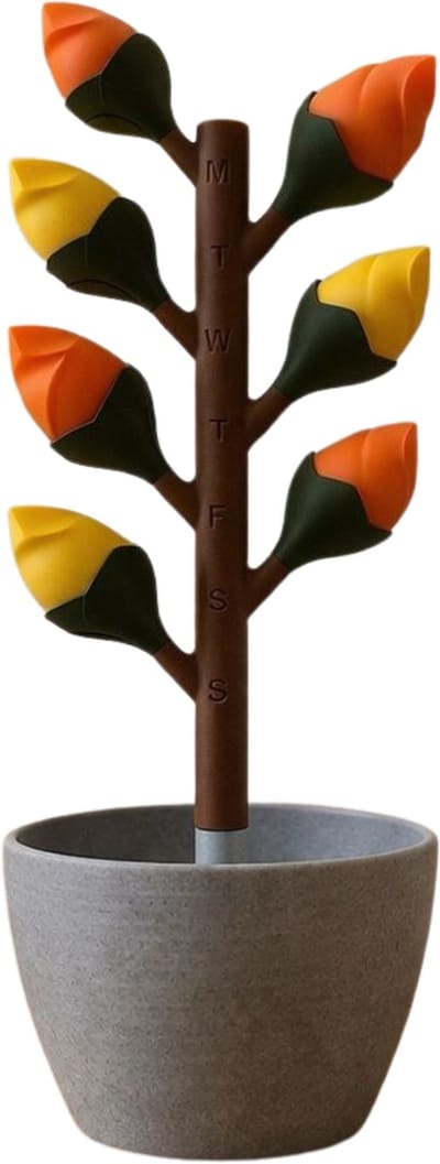 Bloemenboom Medicijn Organizer – Pillendoos 7 Dagen – Decoratieve Pillenhouder – 3D-geprint