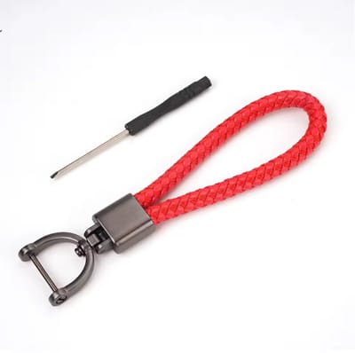 CHPN - Sleutelhanger - Zwart/Rood - Keychain - Leerlook sleutelhanger - Cadeau - Chique sleutelhang - Vaderdag cadeau - Met schroevendraaier