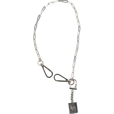 Dolce & Gabbana Zilveren Metalen Ketting DG Logo Hanger Heren Ketting