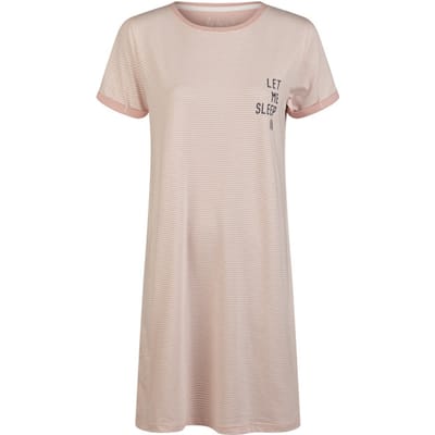 By Louise Essential Dames Nachthemd Korte Mouw Gestreept Roze - Maat M