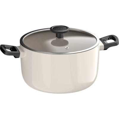 LEO Kookpot antikleef met deksel Glints Spirit - Ø 24x14cm - Wit - PFAS-vrij