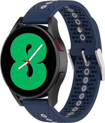 By Qubix - Dot Pattern bandje 20mm - Donkerblauw - Geschikt voor Samsung Galaxy Watch 7 (40 & 44mm) - Galaxy Watch FE - Galaxy Watch 6 - Galaxy Watch 6 Pro - Galaxy Watch 5 - 5 Pro - Galaxy Watch 4 - 4 Classic - Active 2 - Watch 3 (41mm)