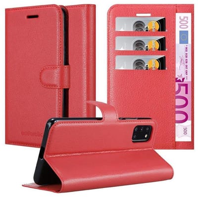 Cadorabo Hoesje geschikt voor Samsung Galaxy A31 in KARMIJN ROOD - Beschermhoes met magnetische sluiting, standfunctie en kaartvakje Book Case Cover Etui