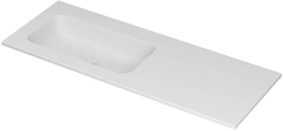 INK Aspekt Wastafel Porselein Links Zonder Kraangat - 1200x450x15 mm - Mat Wit