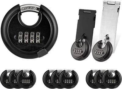 Rond Discusslot met Cijfercode - 2 Stuks - Premium Hangslot Cijferslot 70 mm - Weerbestendig & Roestvrij Beugelslot van Zinklegering - 4-Cijferig Cijferslot voor Schuur, Opslag, Garage & Logistiek - Zilver