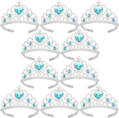 Uitdeelzakjes - Uitdeelcadeaus - Prinsessen Tiara - Kroon - 10-pack -Traktatie - Verjaardag Kind - Verkleedkleren Meisje - Blauw