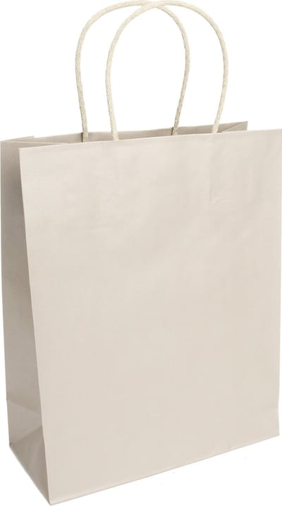 Papieren Draagtassen - Platina Wit - 22+10x27+6 cm - Katoenen Koorden - 50 stuks