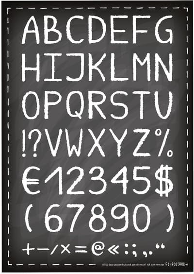 Educatieve poster (Posterpapier) - Alfanumeriek zwart krijtbord - 50 x 70 cm (B2)