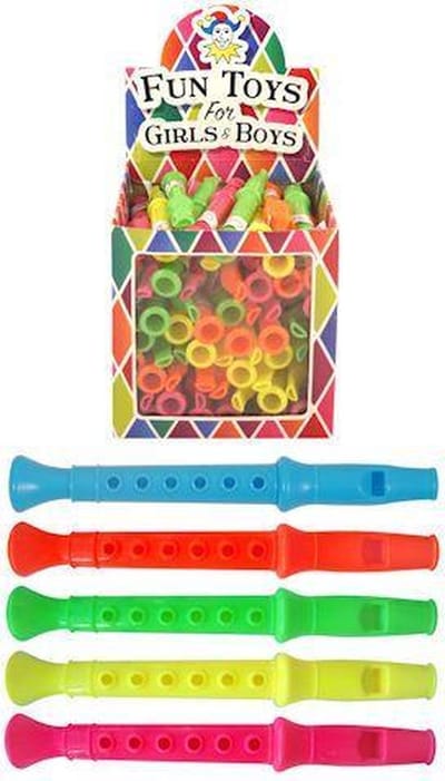 60 stuks - Gekleurde Fluitjes - In Traktatiebox - Uitdeelcadeautjes - Fluiten - Traktatie voor kinderen - Jongens - Meisjes