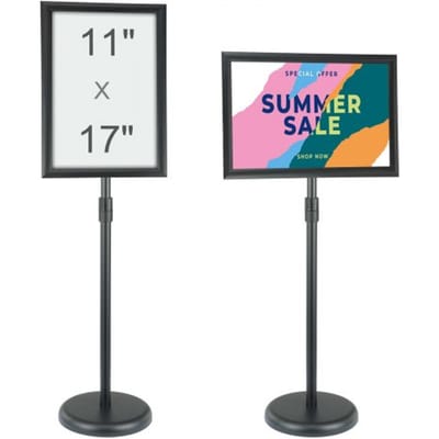 VEVOR Informatiestandaard 420 X 297 Mm Verticaal En Horizontaal Verstelbare Posterstandaard, Robuuste Vloerstaande Bordhouder met Ronde Voet voor Displays, Reclame En Buitengebruik Zwart