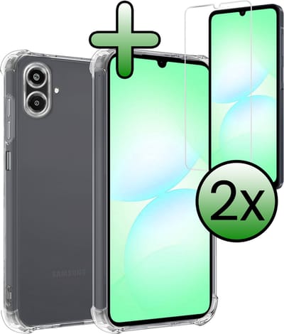 Hoesje Met Screenprotector - 2 Stuks - Geschikt voor Samsung Galaxy A07 - Sterk & Shockproof - Siliconen Case - Back Cover - Telefoon Hoes - Shock Proof - Transparant