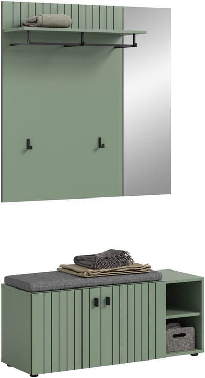Garderobecombinatie met zitkussen - Ruime opbergkast op wielen - Modulaire inrichting