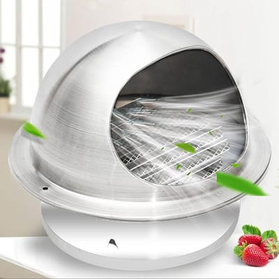 Afzuigrooster RVS - Ventilatierooster Muur - Ventilatie Verbeteren - Ingebouwd Gaas - 100mm - Zilver