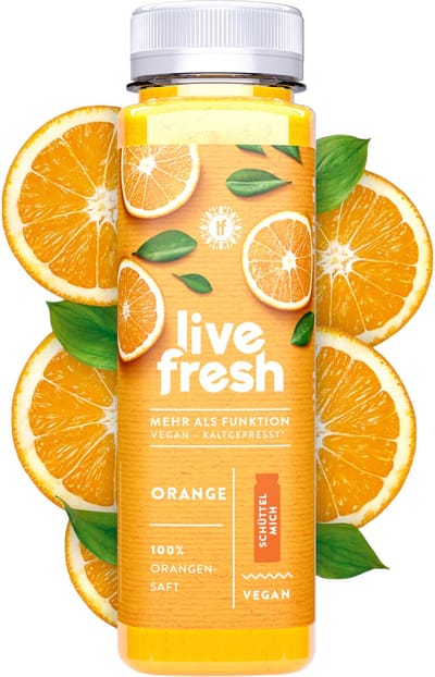LiveFresh 100% sinaasappelsap koudgeperst – zonder toevoegingen – sinaasappels vruchtensap gemaakt in Duitsland – 6x250ml