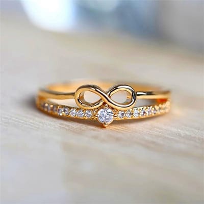 Huitan Fancy Infinity Ring voor dames, modern modeontwerp, dagelijks te dragen, chique vingeraccessoire, meisjescadeau, statement sieraden 7 beige