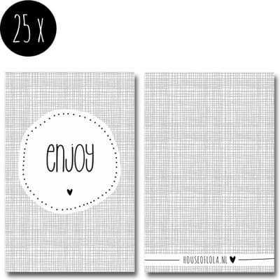 25x Minikaartje / kleine kaartjes | ENJOY | 85 x 55 mm | voor alle soorten cadeau's of bestellingen