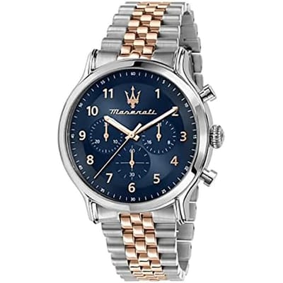 Maserati Epoca Blauw Metaal Tweekleurig Rosé Heren Kwarts Chronograaf R8873618021 Horloge blauw