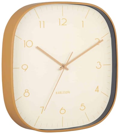 Karlsson Wandklok Grato Cuadrado - Okergeel - 4.3x29x29cm - Wandklok Modern