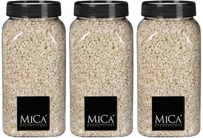 Mica Decorations decoratie stenen/granulaat - 3x - 650ml - creme - hobby steentjes