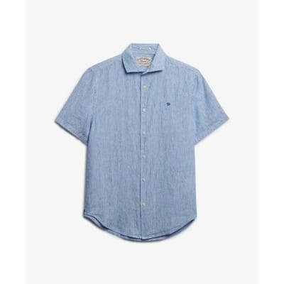 Superdry Riviera Linnen Overhemd met Korte Mouwen Blue Grootte: XL