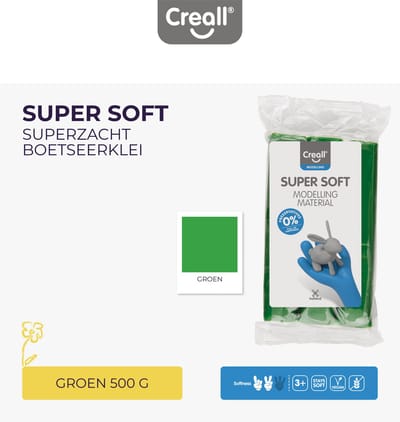 Creall - Boetseerklei Supersoft - Groen - 500 gram - glutenvrij - gemaakt in Nederland