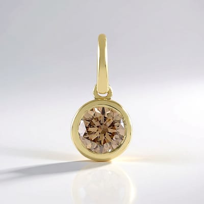 Cavill - Gouden Hanger - 9K Geel Goud - I2 Champagne Diamant 0 45 ct - Ronde Briljant 5 mm - Elegant Luxe Sieraad