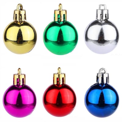 Dailygoods- Kerstballen 24 Stuks - Mini Ornamenten - Kunststof - Lichtgewicht - Duurzaam - Heldere Kleuren - Kerstversiering