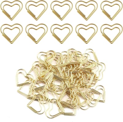 Mini Gouden Hart Paperclips - 100 stuks - Roestvrijstalen Metalen Bladwijzers - Documentsortering - Bruiloftsdecoratie - Ambachten-Kinderen