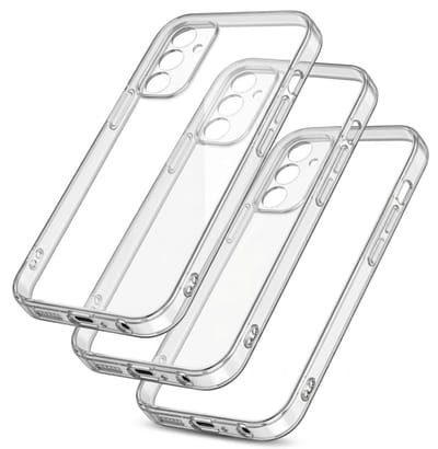 Transparant telefoon hoesje set van 3 geschikt voor Samsung Galaxy A56 – doorzichtige backcover met schokbestendige hoeken en verhoogde randen – unisex clear case set