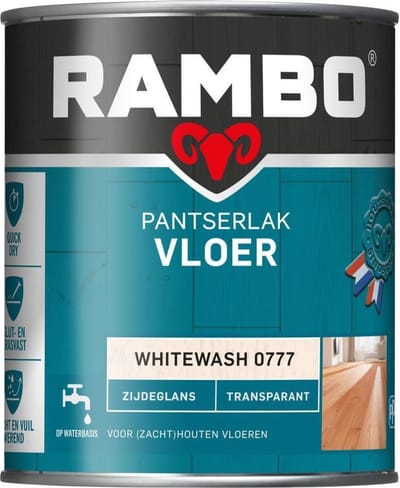 Rambo Pantserlak Vloer Zijdeglans Dekkend - Sneldrogend - Vocht & Vuilwerend - Whitewash - 2.5L
