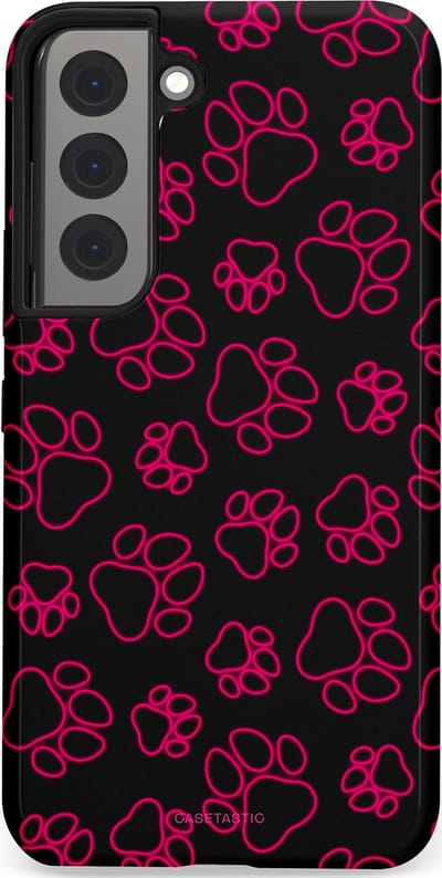 Casetastic Hoesje Geschikt voor Samsung S22 - Stijlvolle Beschermende Duo-layer Case - Neon pootjes