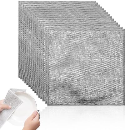 Dailygoods- Draadkleding 15 stuks - Multifunctionele Doeken - 20 x 20 cm - Duurzaam Polyester - Zilveren Kleur - Effectieve Reiniging - Schoonmaakdoeken