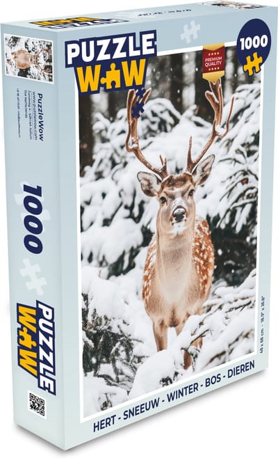Puzzel Hert - Sneeuw - Winter - Bos - Dieren - Legpuzzel - Puzzel 1000 stukjes volwassenen